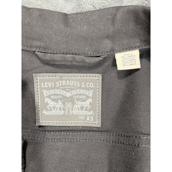 Levi Strauss Women’s Black Denim Trucker Jacket with White Stars XS - Picture 3 of 4